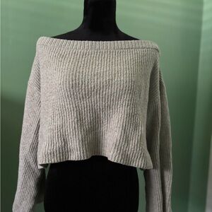H&M Off-Shoulder Ribbed Sweater - Gray